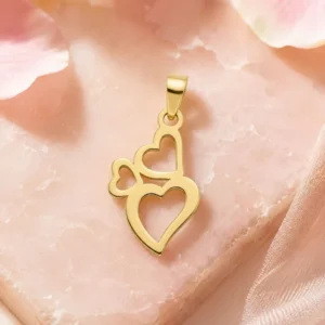 پلاک طلا طرح سه قلب